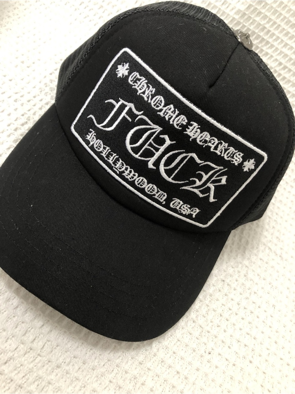 Chrome Hearts Black Trucker Hat White Embroidered Logo - Picture 2 of 12